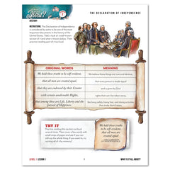 Fourth of July Homeschool Unit Study Digital and Printed Level 1 Student Book Lesson 1 The Declaration of Independence