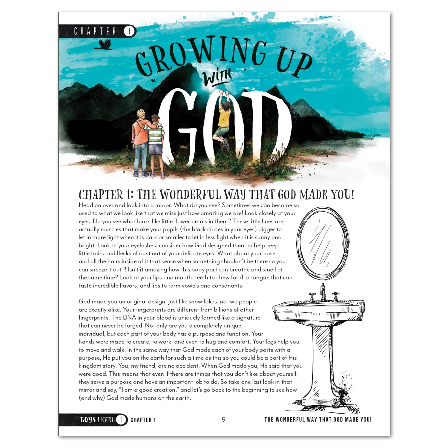 Growing Up with God Homeschool Unit Study Digital Boys Level 1 Student Book Chapter 1, The Wonderful Way God Made You