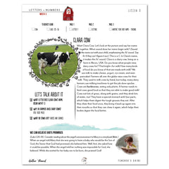 Letters + Numbers 2 On The Farm Digital Teacher's Guide Week 3 Lesson 9 Clara Cow