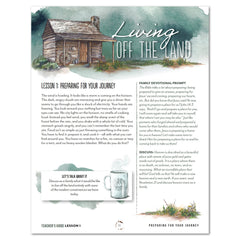 Living Off the Land homeschool unit study digital Teacher's Guide lesson part one