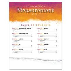 Measurement Step 1 modular math homeschool printed book table of contents