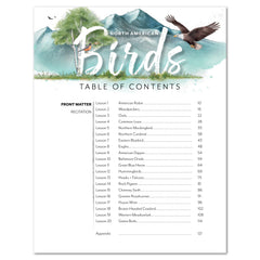 North American Birds part two homeschool unit study digital teacher's guide table of contents