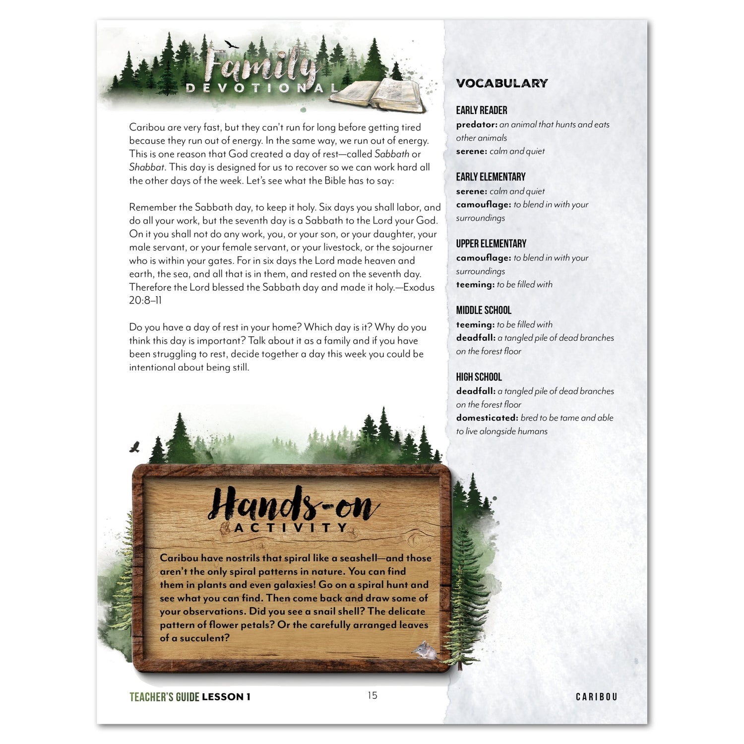 North American Forest Animals homeschool unit study digital teacher guide lesson one part two 