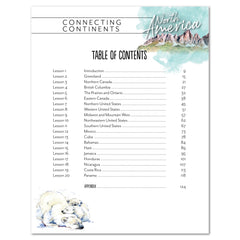 North America homeschool unit study digital table of contents for student workbook