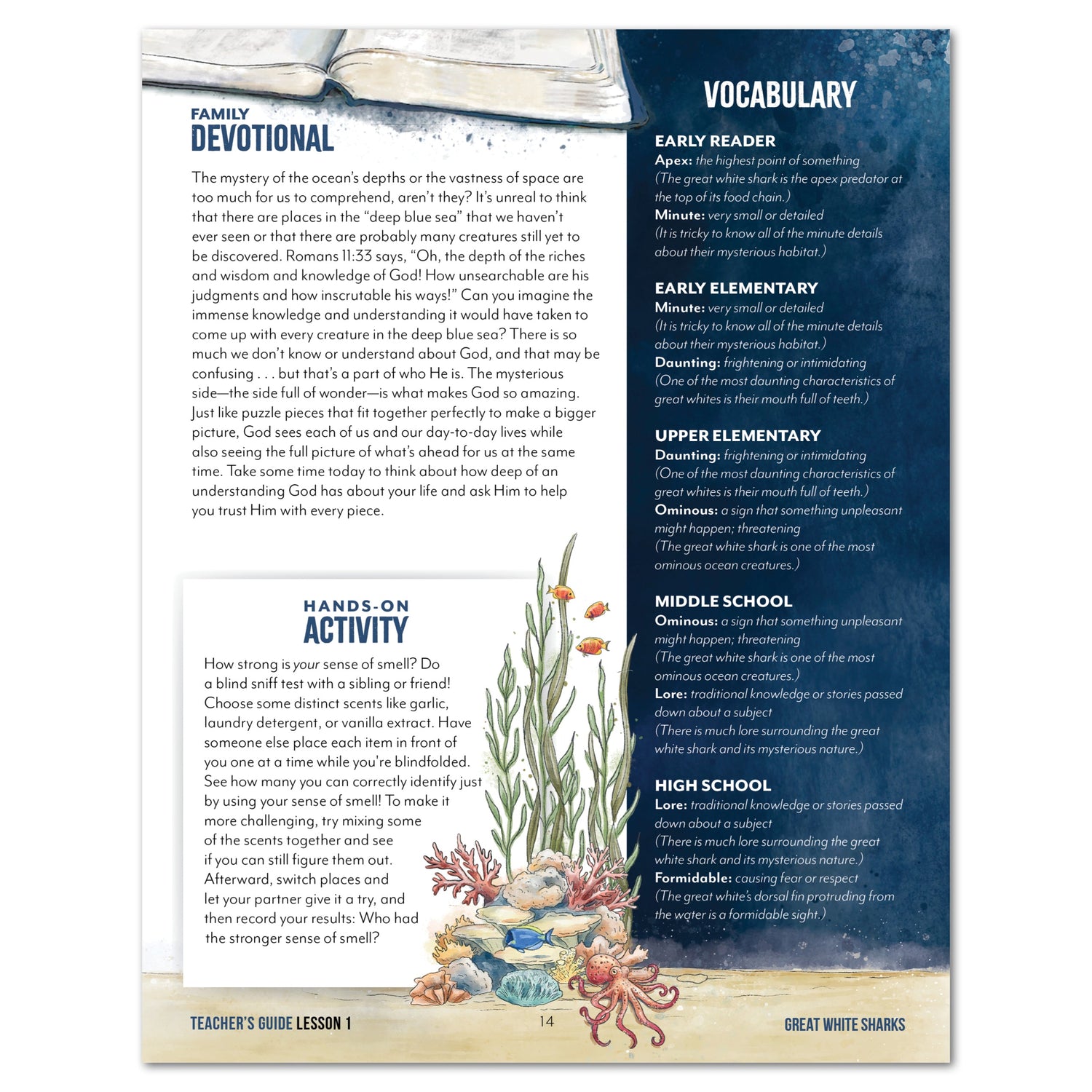 Ocean Life homeschool unit study digital teacher guide family devoltional