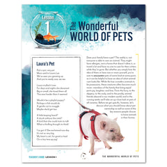 Pets homeschool unit study digital level teacher's guide lesson one the wonderful world of pets