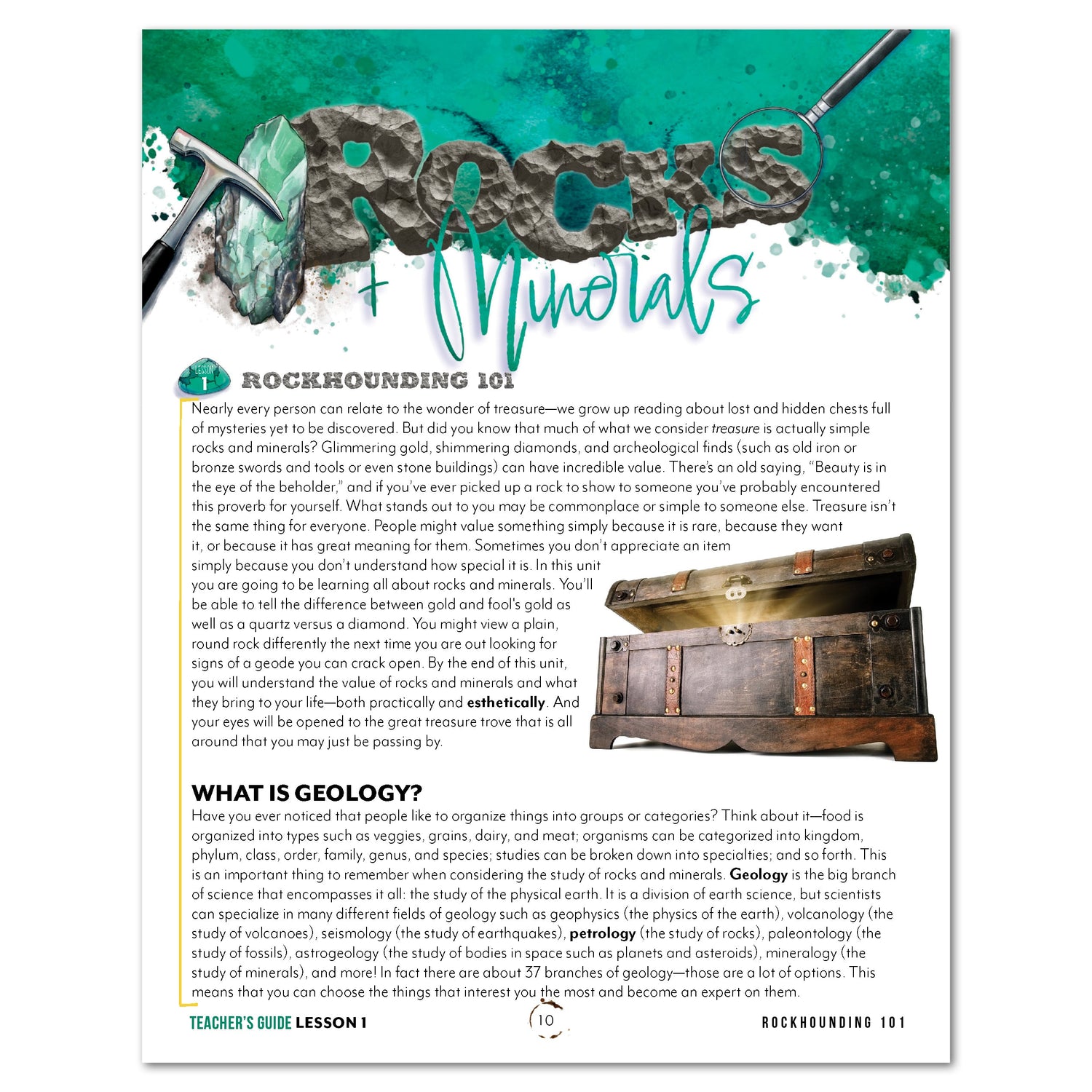 Rocks + Minerals homeschool unit study digital Teacher's Guide rockhound 101 