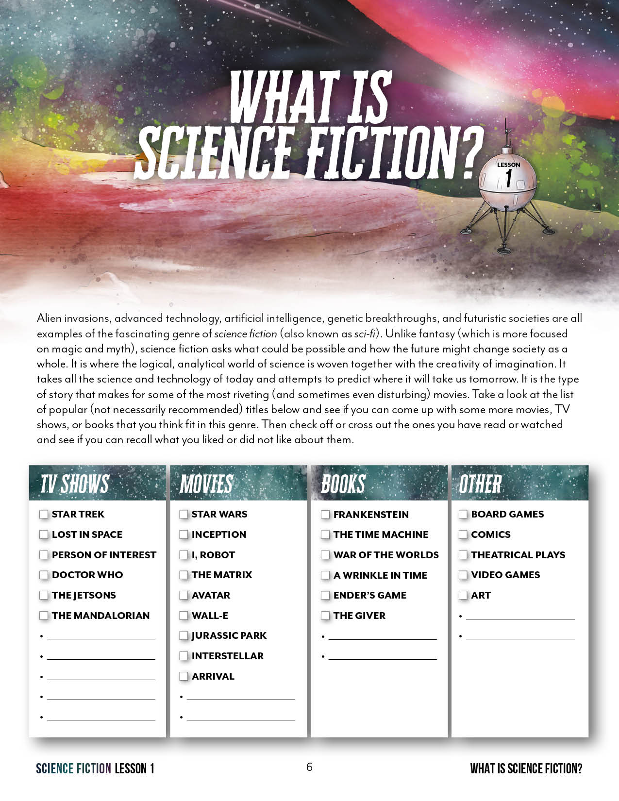 Science Fiction Novel Study (Digital Download)