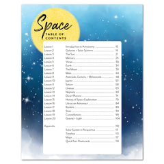Space homeschool unit study digital Teacher's Guide table of contents 