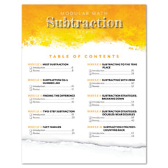 Subtraction Modular Math step 1 printed book table of contents