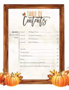 Thanksgiving Homeschool Unit Study Digital Download Teacher's Guide Table of Contents