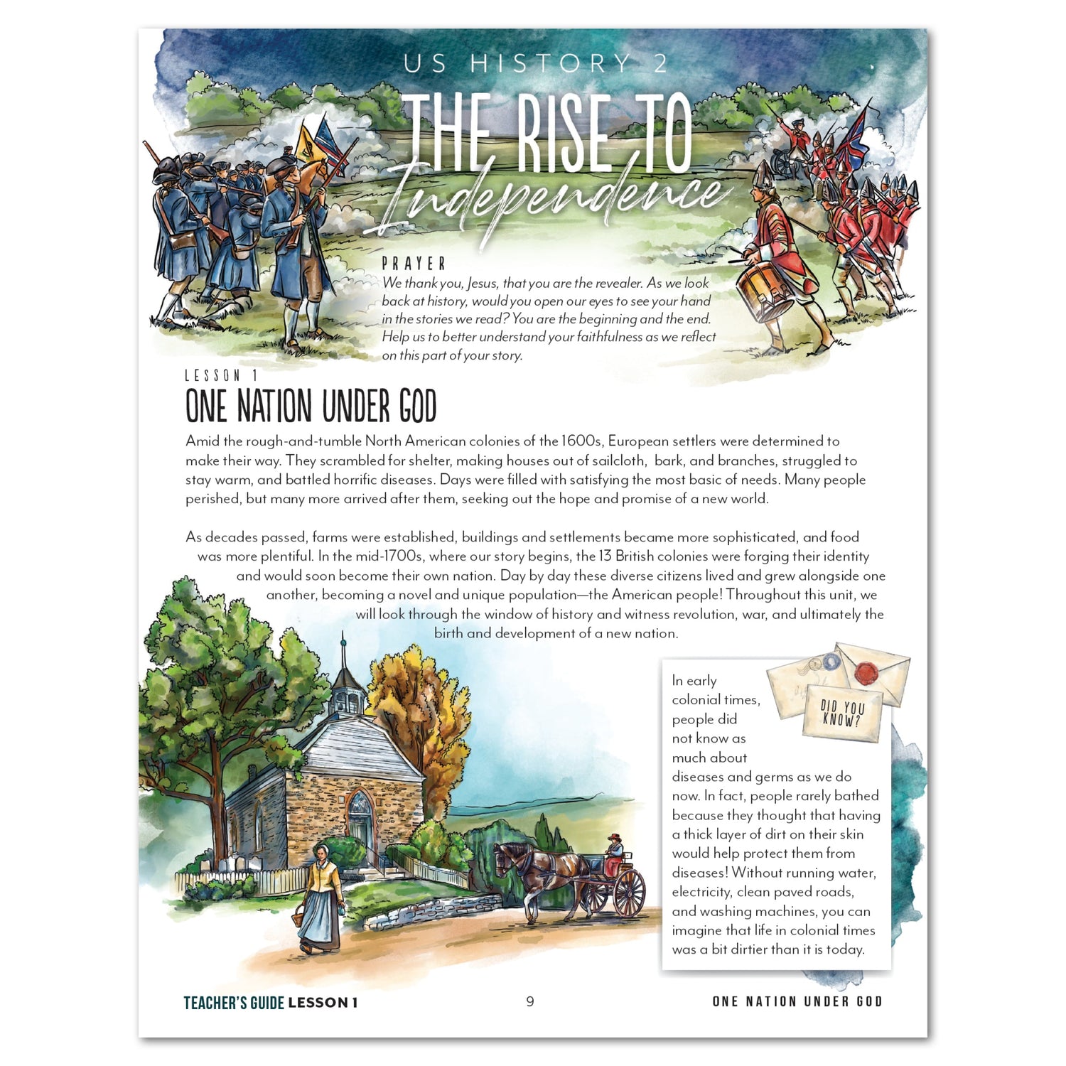 US History 2: Rise to Independence: 1763-1815 Homeschool Study Unit Digital Teacher's Guide Lesson 1 One Nation Under God Part 1