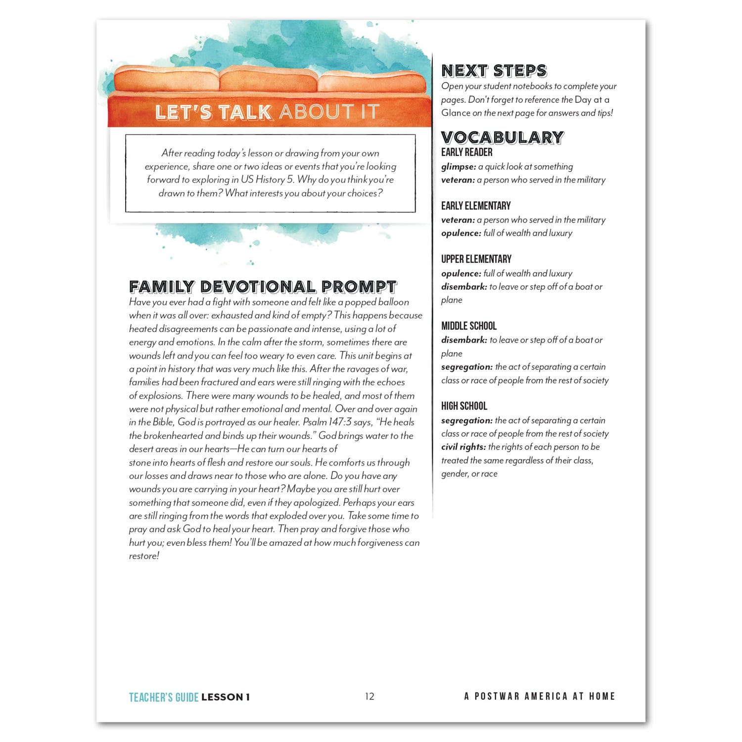 US History 5: A New Era: 1946-1975 Homeschool Unit Study Digital Teacher's Guide Lesson 1 A Postwar America at Home Part 2