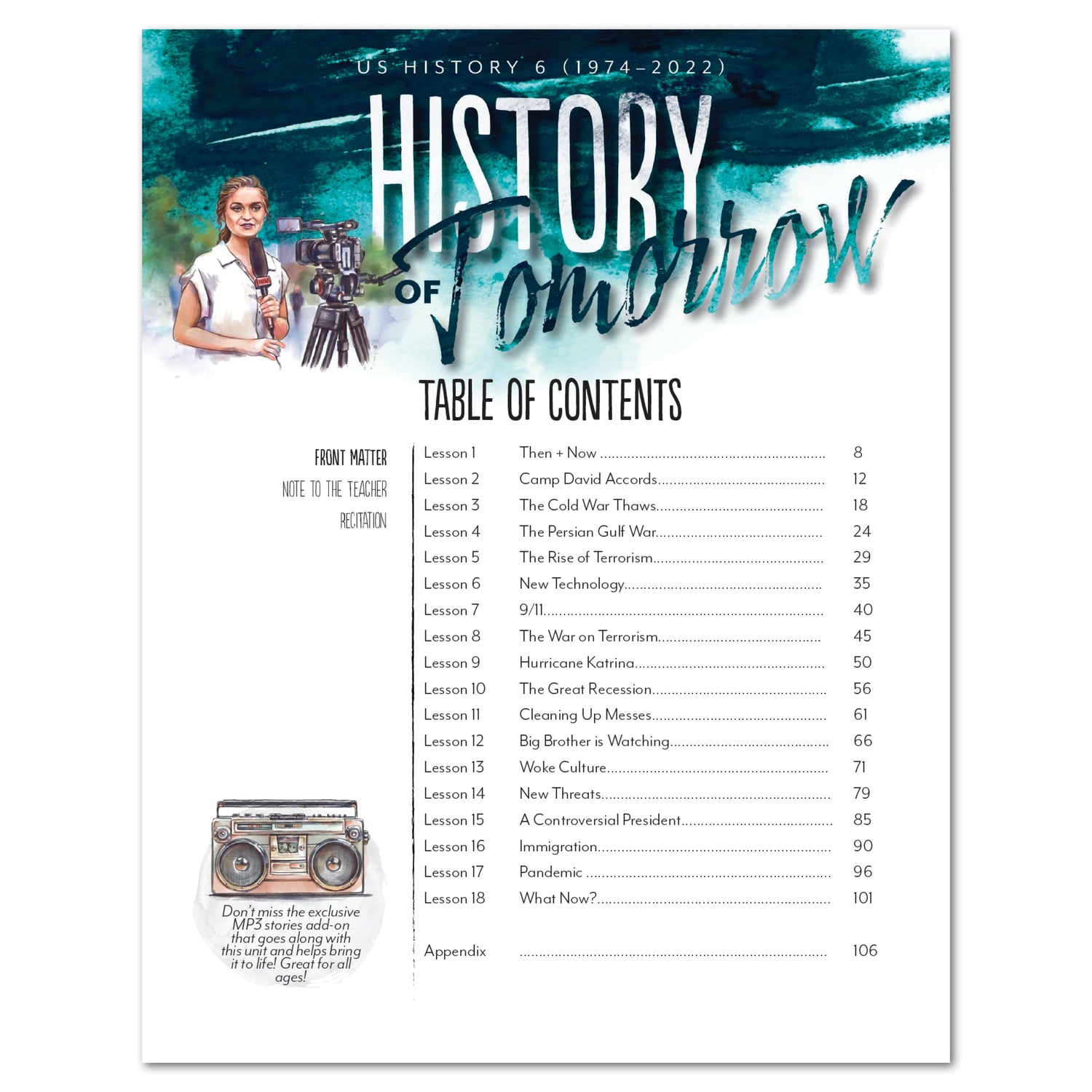 US History 6: History of Tomorrow Homeschool Unit Study Digital Teacher's Guide Table of Contents