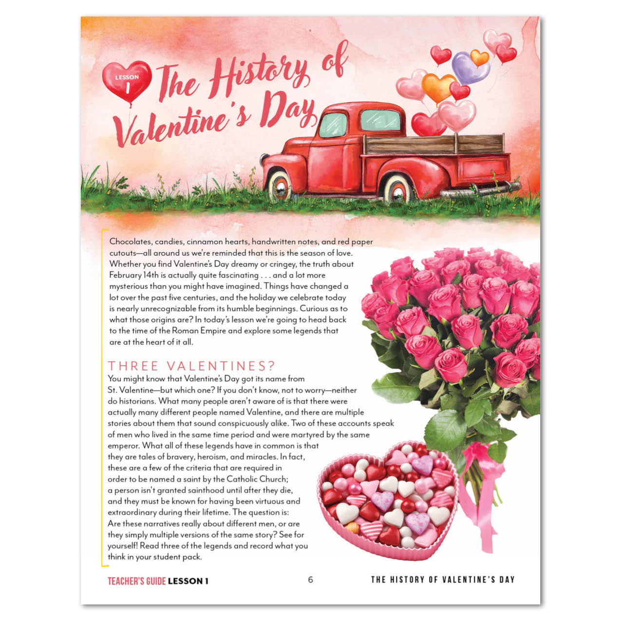 Valentine's Day Homeschool Unit Study Digital Download Teacher's Guide Lesson 1 The History of Valentine's Day Part 1