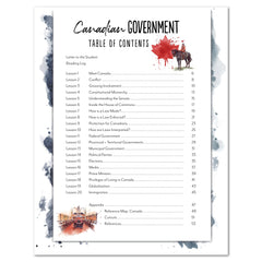 Canadian Government Homeschool Unit Study Digital Pre-Reader Student Book Table of Contents