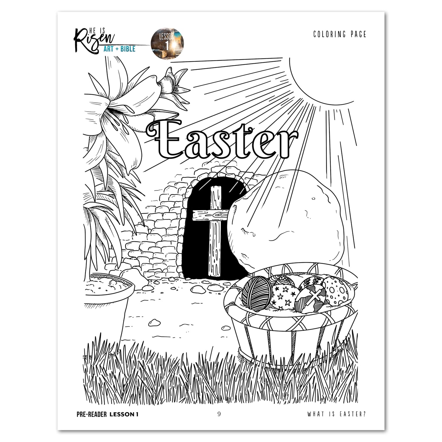 Easter - He is Risen Homeschool Unit Study Digital Pre-Reader Student Book Lesson 1 Coloring Page