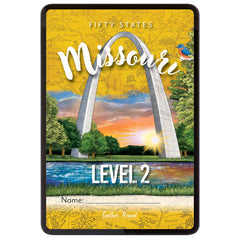Level 2 Student Book digital cover featuring an illustration of the Gateway Arch and the title "Missouri."