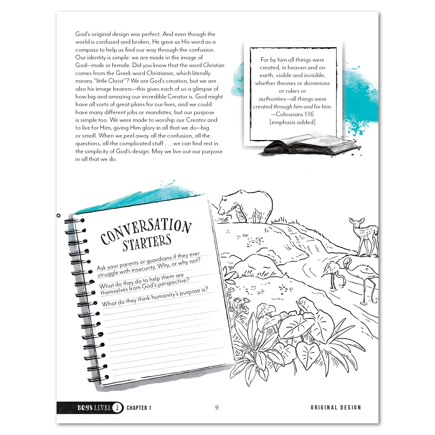 Growing Up with God Homeschool Unit Study Digital Boys Student Book Level 2 Chapter 1 Original Design 