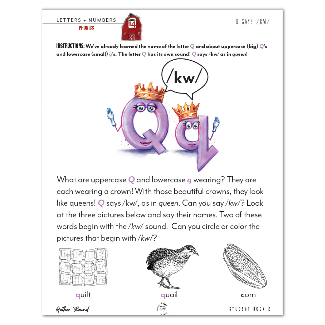 Letters + Numbers 2 On The Farm Digital Bundle Student Book 2 Letter Qq