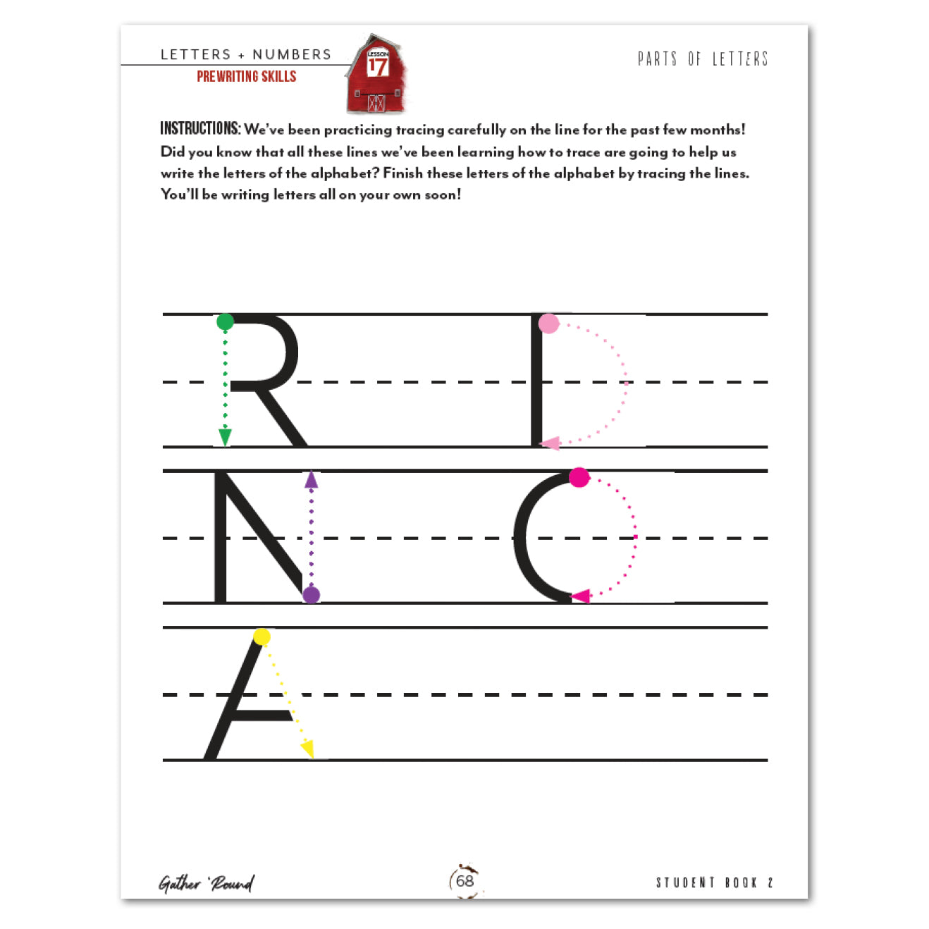 Letters + Numbers 2 On The Farm Digital Bundle Student Book 2 Parts of Letter Tracing