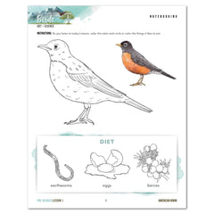 North American Birds part two homeschool unit study digital student workbook pre-reader with teacher's guide bundle  lesson one
