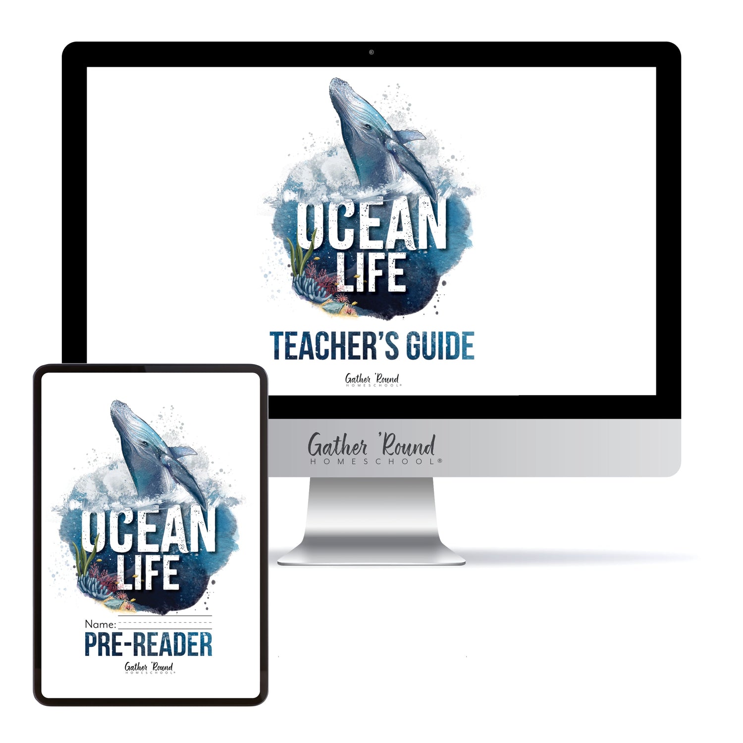 Ocean Life homeschool unit study digital student workbook for pre-reader with teacher's guide bundle 