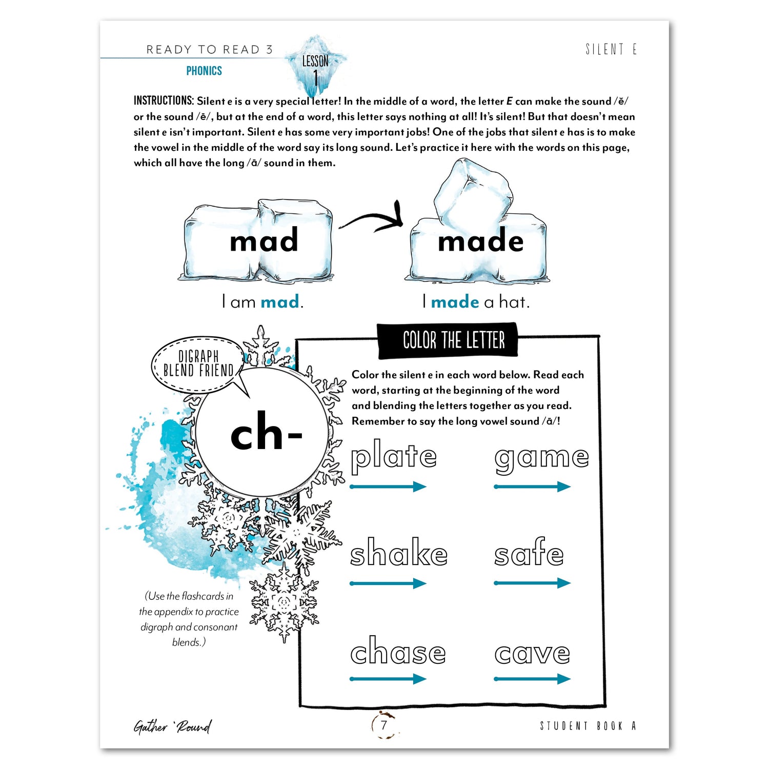 Ready to Read 3 At Ice + Snow Homeschool Unit Study Digital Student Book A Lesson 1 Phonics Silent E