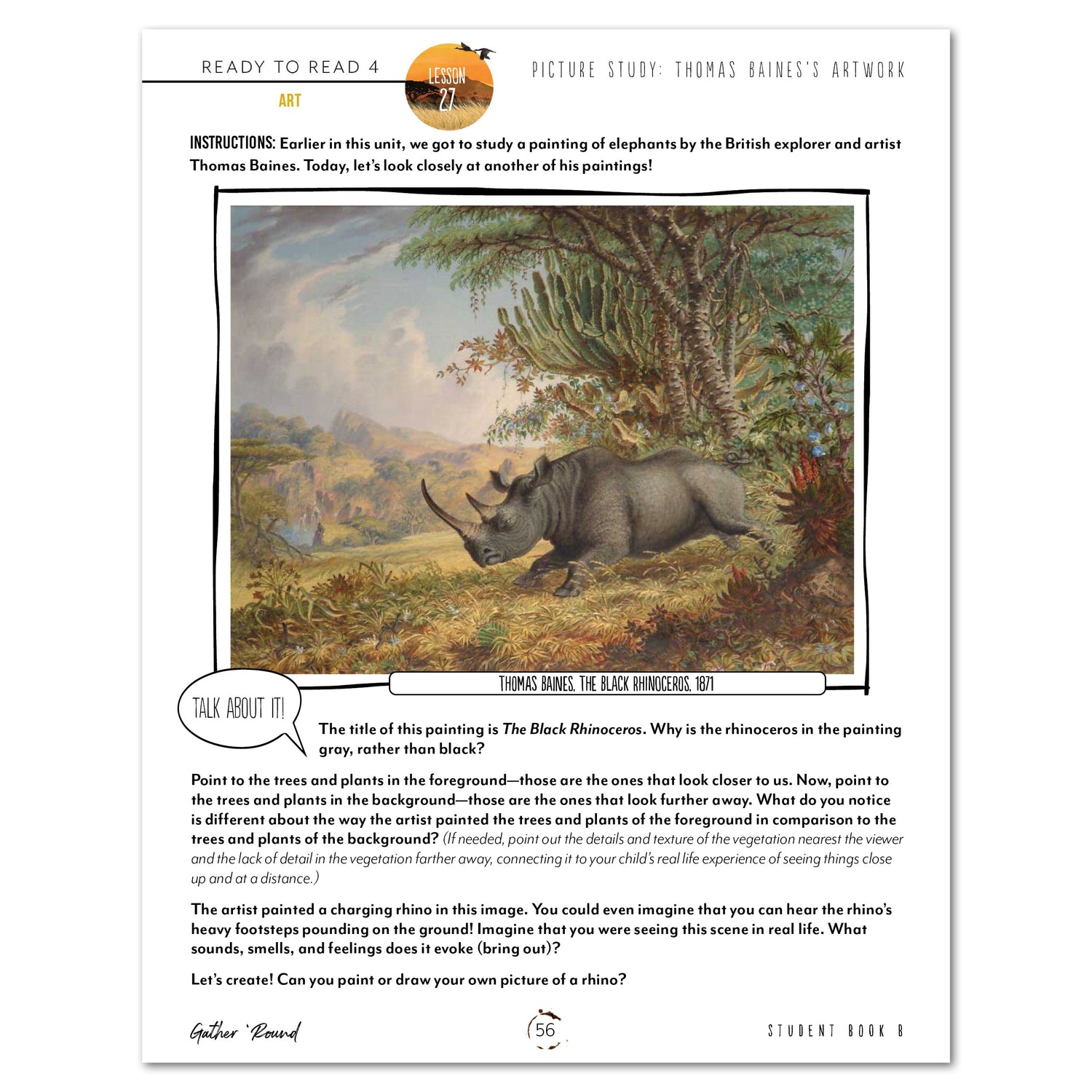 Ready to Read 4 On The Savannah Homeschool Unit Study Digital Student Book B Lesson 27 Art Picture Study