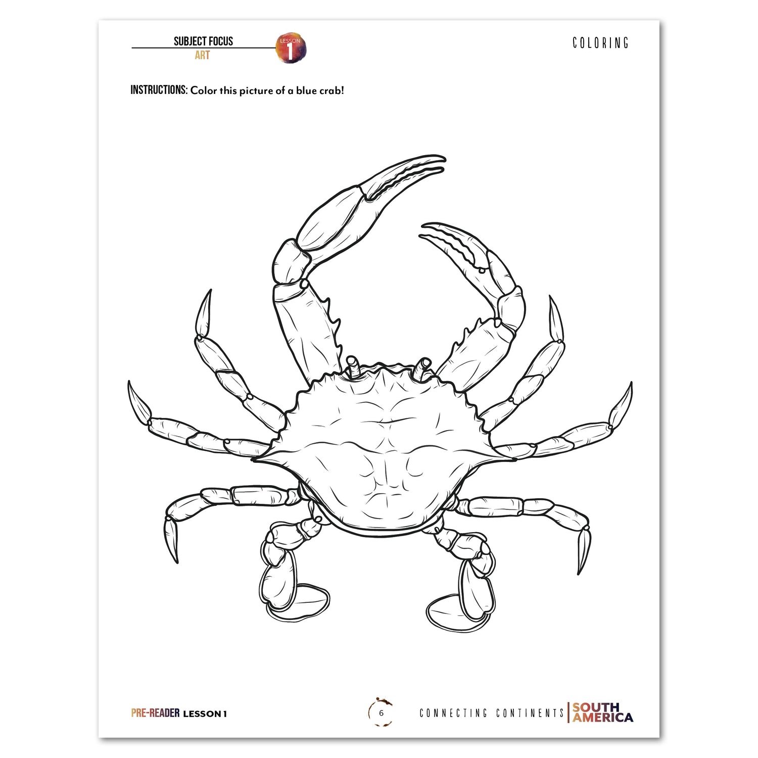 South America homeschool unit study digital student workbook in Pre-Reader with Teacher's Guide combo coloring worksheet