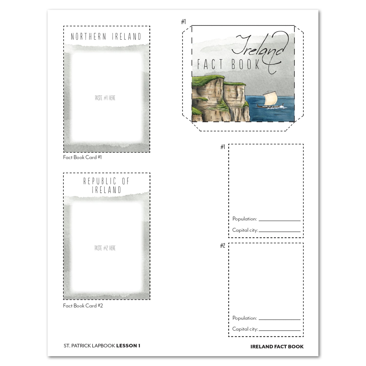 St. Patrick's Day homeschool unit study, digital lapbook with Teacher's Guide lapbook cutouts level two lesson one