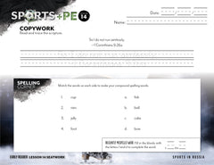 Sports + PE homeschool unit study, digital student seatwork journal in manuscript for Early Reader worksheet