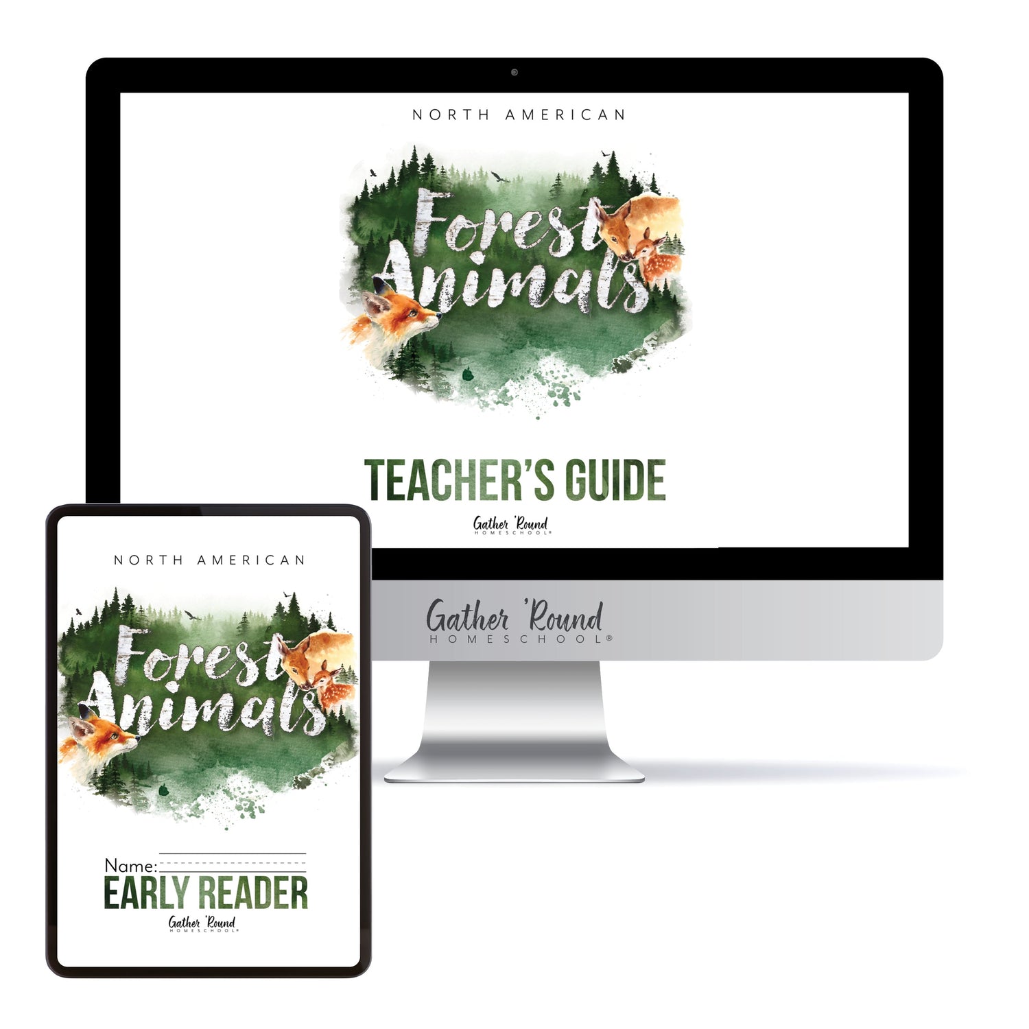 North American Forest Animals homeschool unit study digital student workbook  in early reader with teacher's guide bundle 