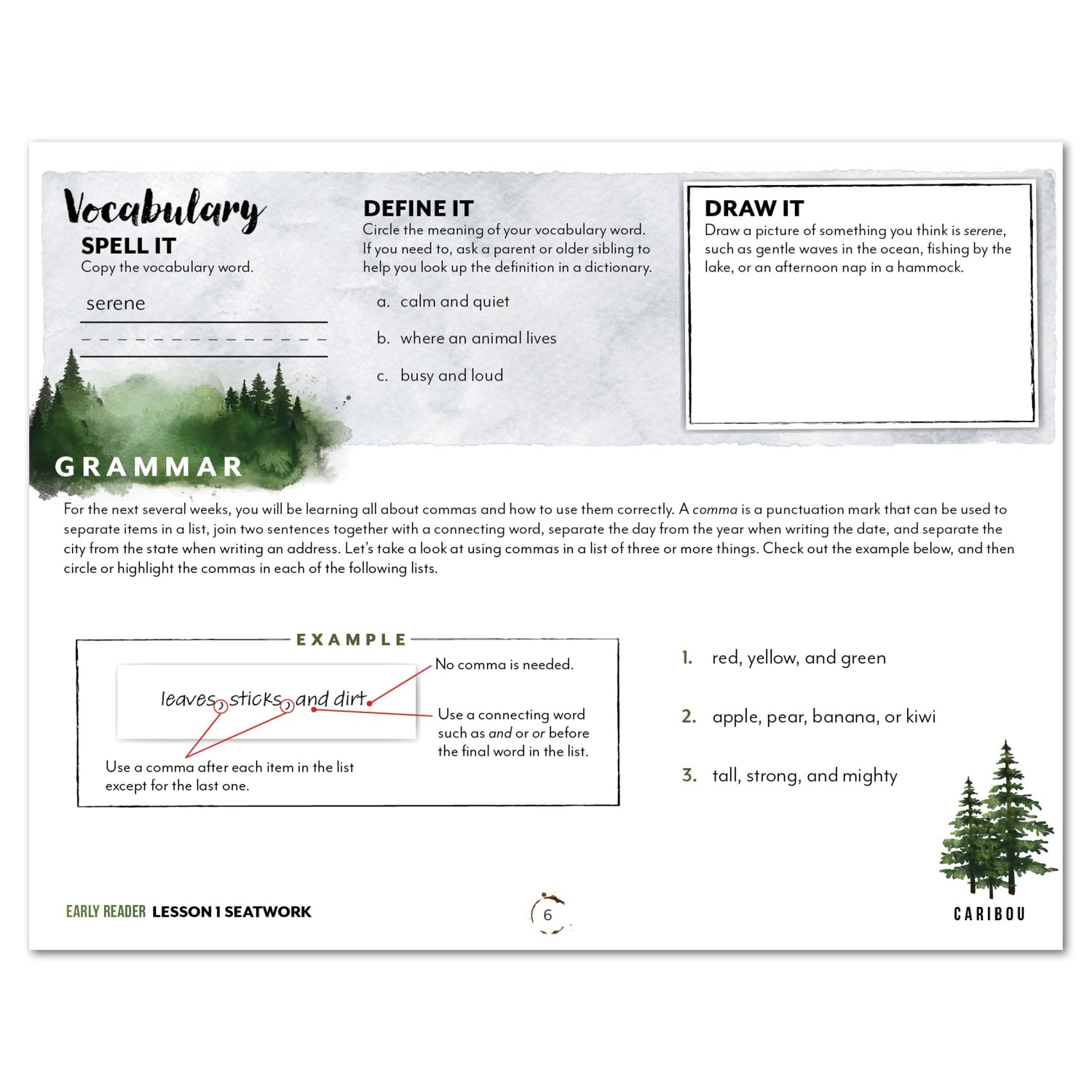 North American Forest Animals homeschool unit study digital student seatwork journal in manuscript for early reader lesson one
