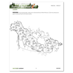 North American Forest Animals homeschool unit study digital student workbook  in early reader with teacher's guide bundle lesson one