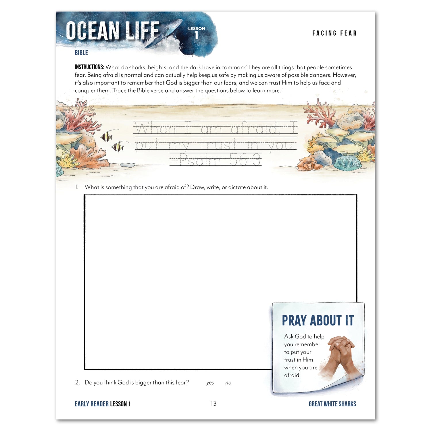 Ocean Life homeschool unit study digital student workbook for early reader with teacher's guide bundle  lesson one