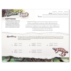 Reptiles homeschool unit study digital student seatwork journal in cursive for Early Reader worksheet