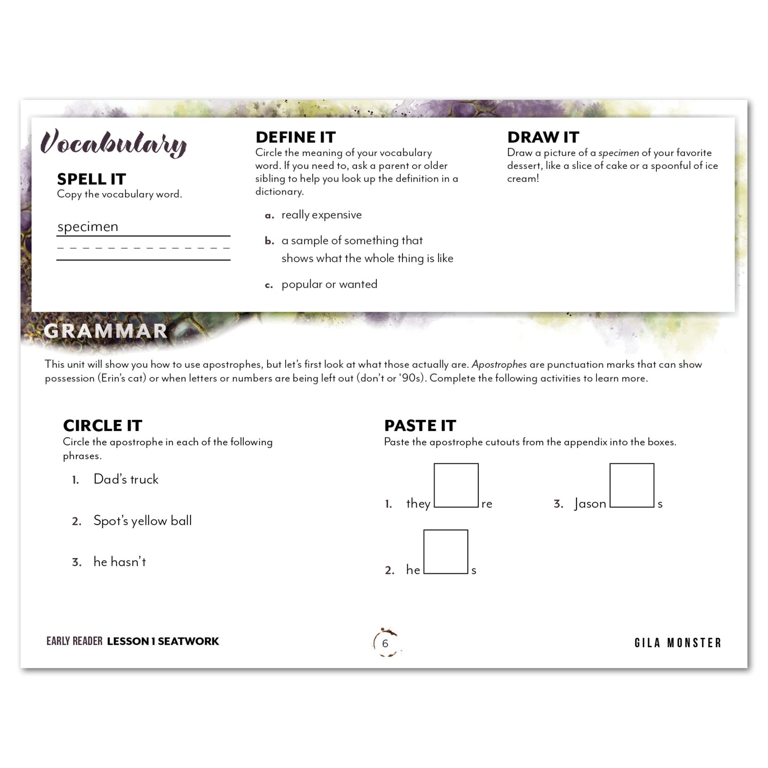 Reptiles homeschool unit study digital student seatwork journal in manuscript for Early Reader worksheet