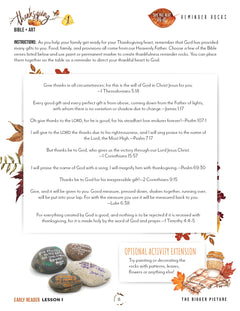 Thanksgiving Homeschool Unit Study Digital Download Early Reader Student Book Lesson 1 Reminder Rocks