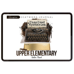 Unsolved Mysteries Homeschool Study Unit Digital Seatwork Journal Cursive Upper Elementary 