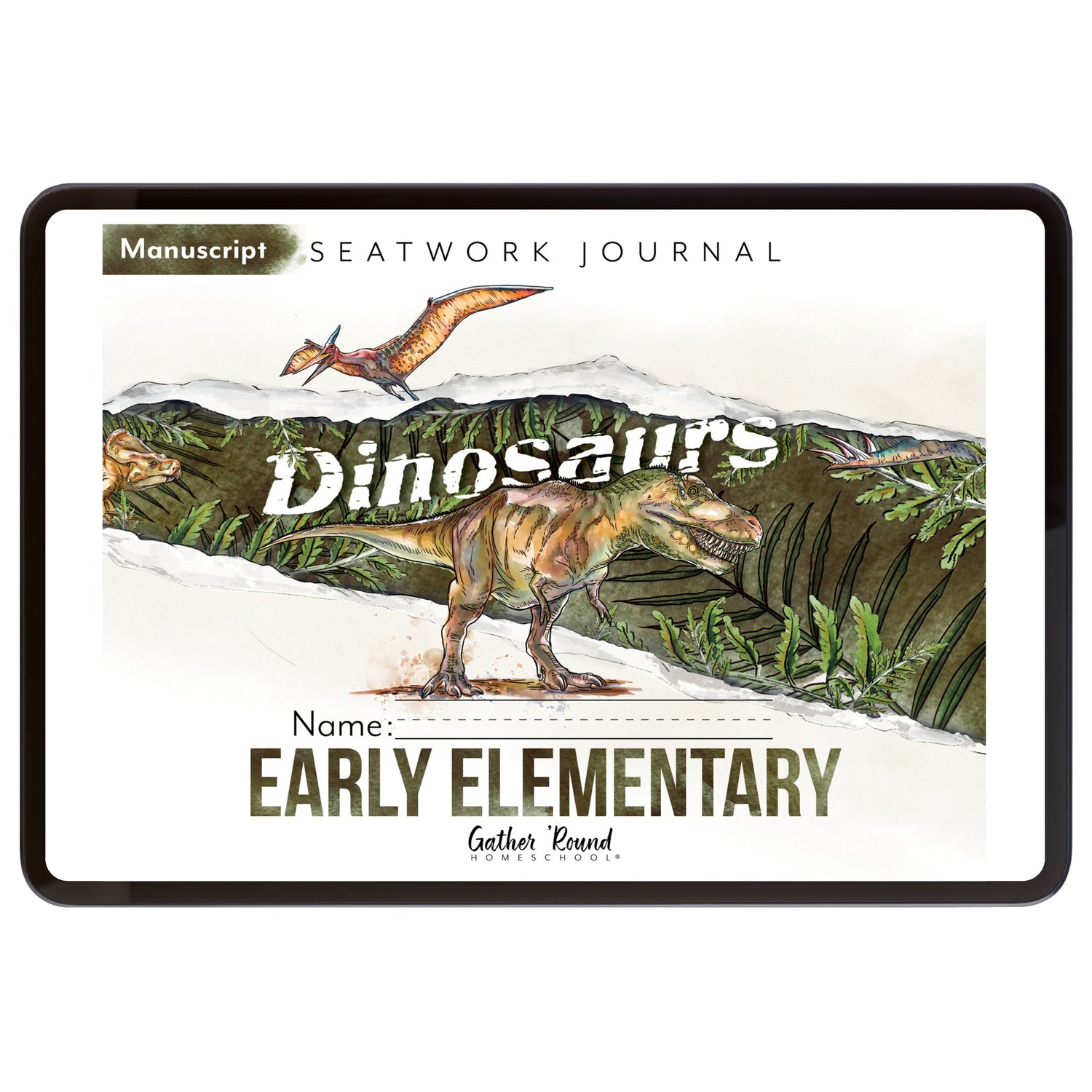 Dinosaurs Homeschool Unit Study Digital Seatwork Journal Manuscript Early Elementary