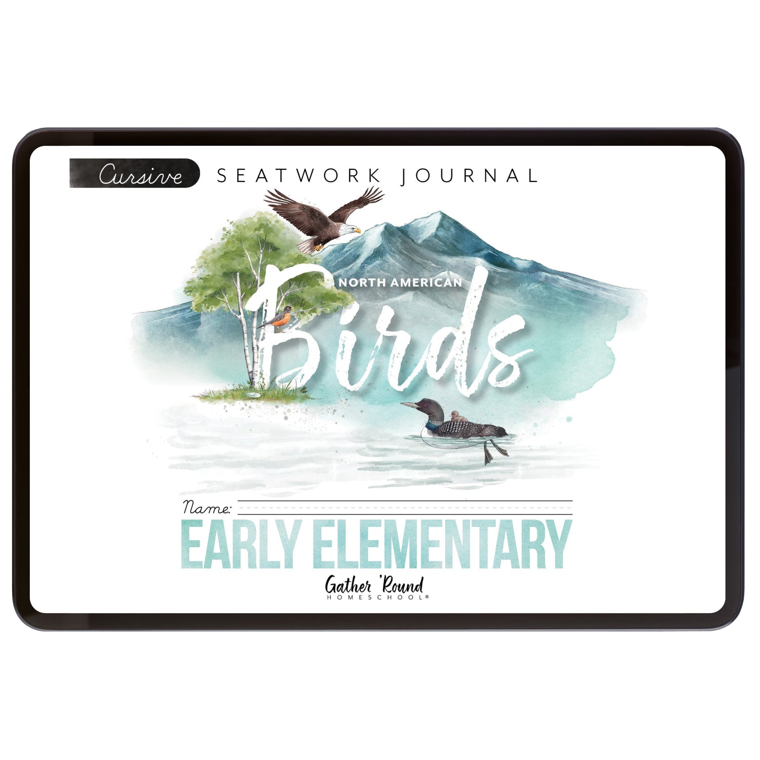 North American Birds part two homeschool unit study digital student seatwork journal in cursive for early elementary