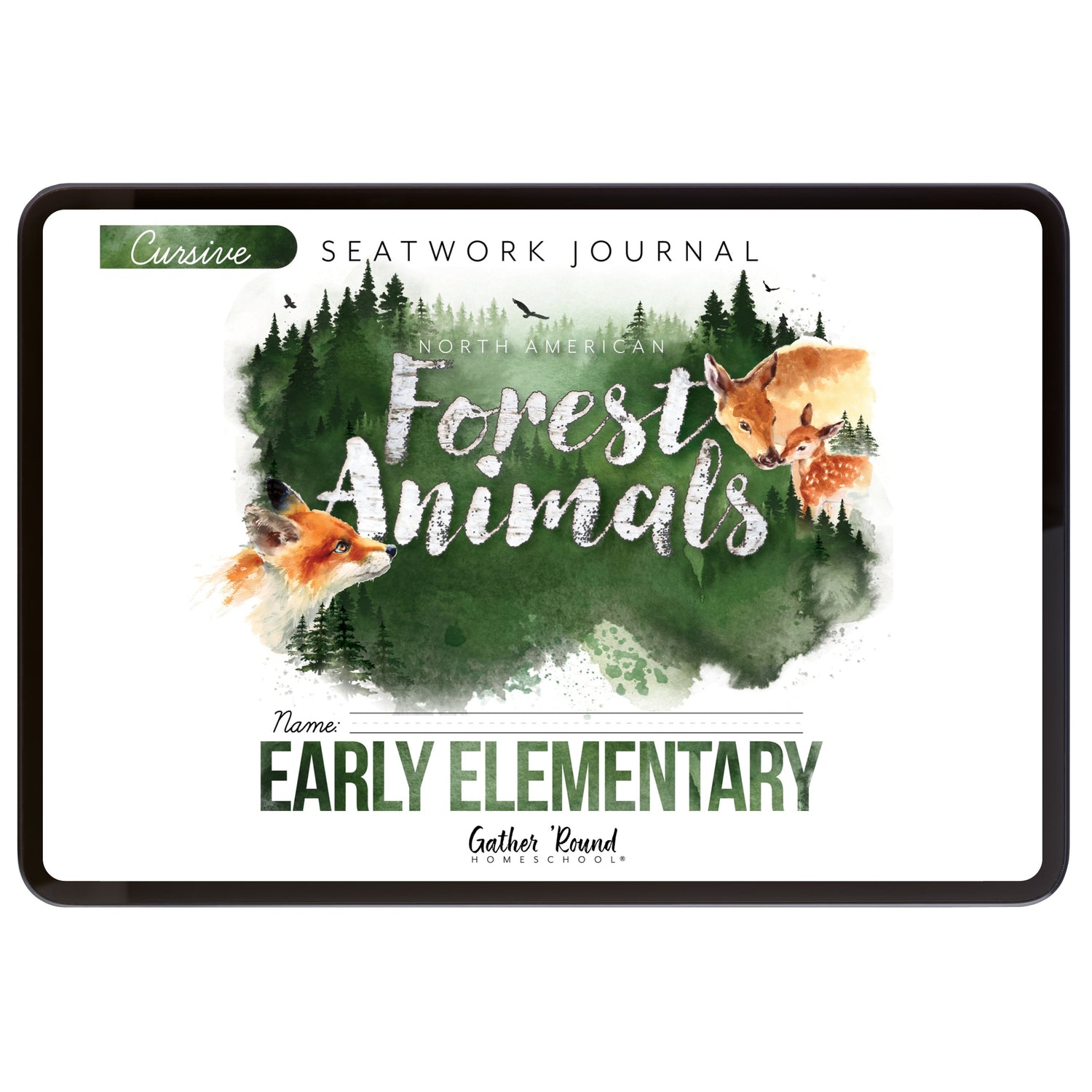 North American Forest Animals homeschool unit study digital student seatwork journal in cursive for early elementary