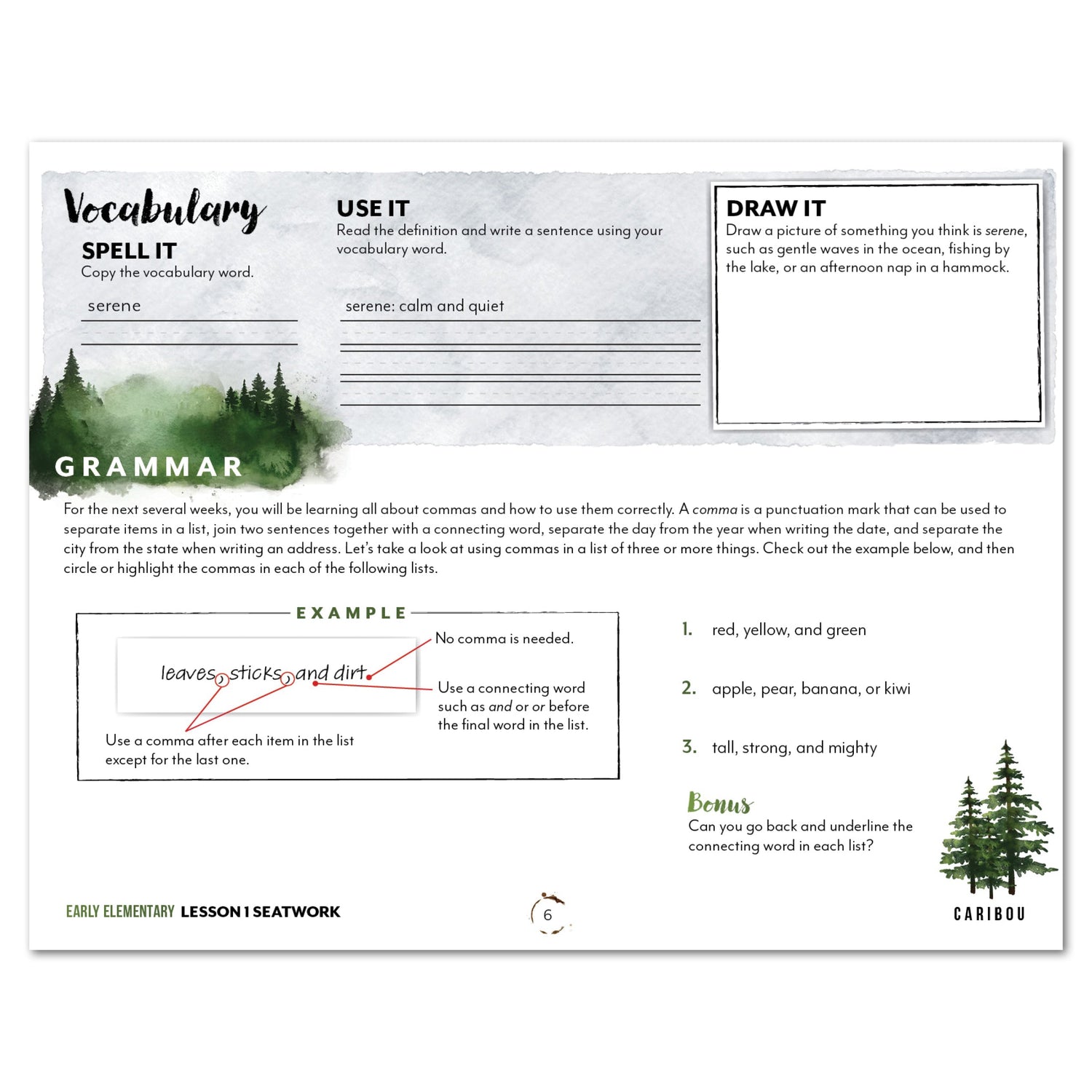North American Forest Animals homeschool unit study digital student seatwork journal in manuscript for early elementary lesson one