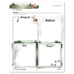 North American Forest Animals homeschool unit study digital student workbook  in early elementary with teacher's guide bundle lesson one
