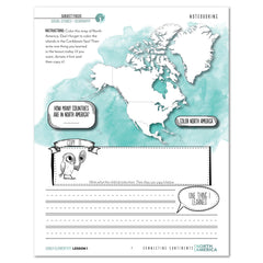 North America homeschool unit study digital student workbook for Early Elementary with teacher's guide lesson one