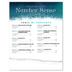 Number Sense Modular Math Step 4 printed book table of contents