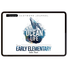 Ocean Life homeschool unit study digital seatwork journal in cursive for early elementary