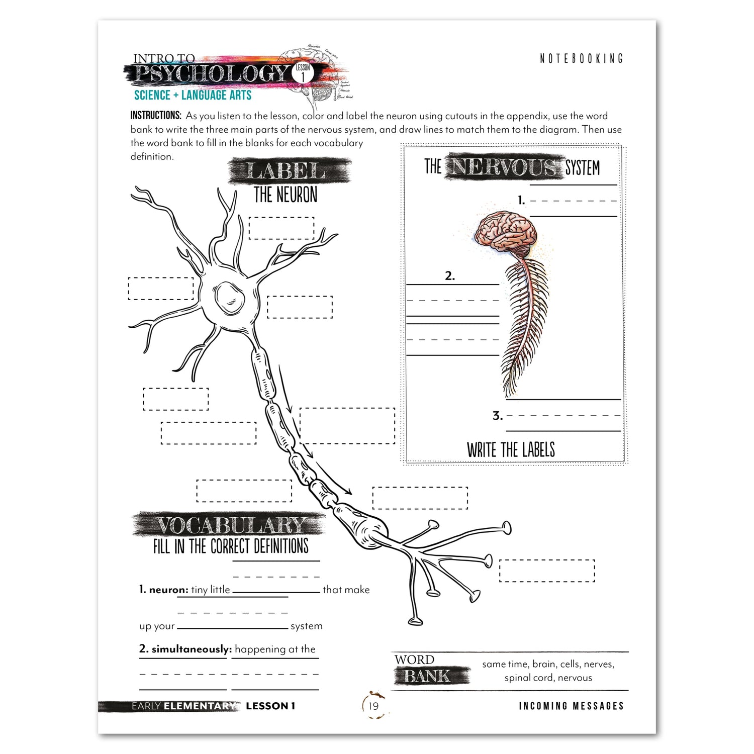 Psychology homeschool unit study digital student workbook in early elementary with teacher's guide bundle notebooking worksheet