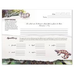 Reptiles homeschool unit study digital student seatwork journal in cursive for Early Elementary worksheet